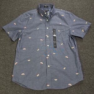 Banana Republic Button Down Shirt Mens Medium Blue Watermelon Print Slim Fit New